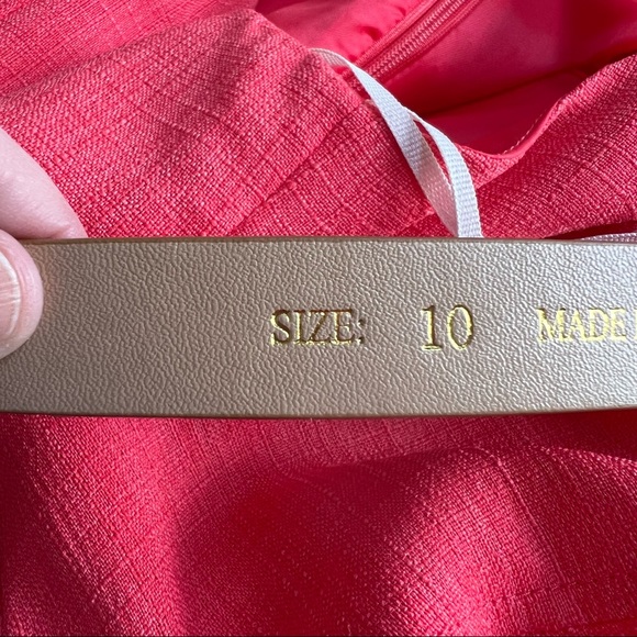 ⭐️ Black Label Evan Picone Sleeveless Belted Coral Dress Size 10 - Picture 10 of 10